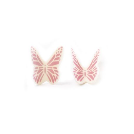 Schmetterling weiß/pink 3D Schmetterlingsdekor aus weißer Schokolade mit pinken Akzenten.