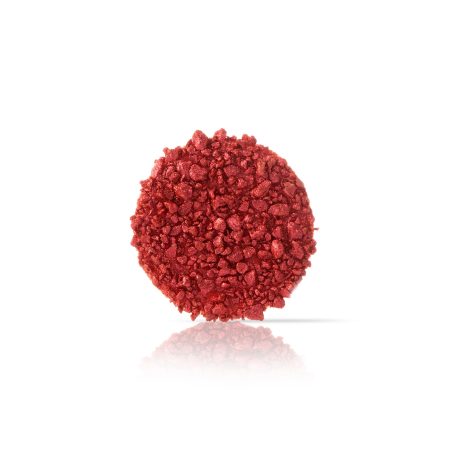 Red Crumble Kleines rundes Dekor in Keksoptik, rot glänzend.